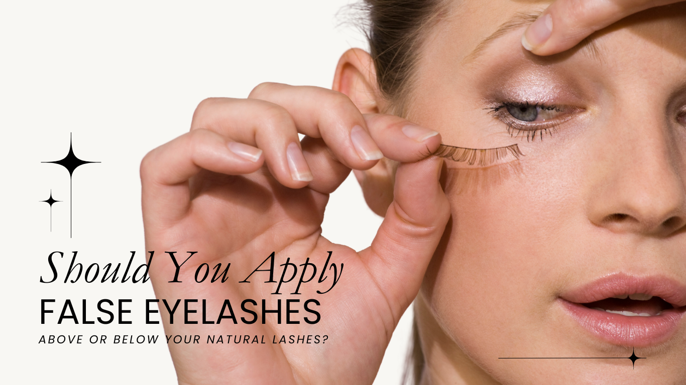 Women applying false eyelashes