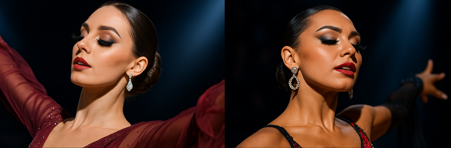 False Lashes being worn by Ballroom & Latin Dancers